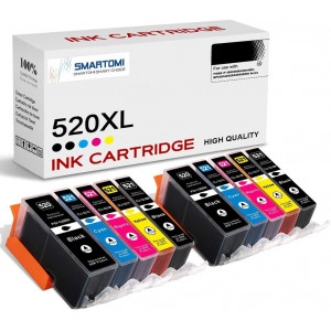 Cartouche d'encre compatible SMARTOMI Canon PGI-520XL CLI-521XL 10PK (2BK 2PGBK 2C 2M 2Y)