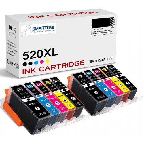 Cartouche d'encre compatible SMARTOMI Canon PGI-520XL CLI-521XL 10PK (2BK 2PGBK 2C 2M 2Y)